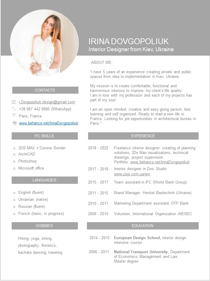 CV Irina Dovgopoliuk